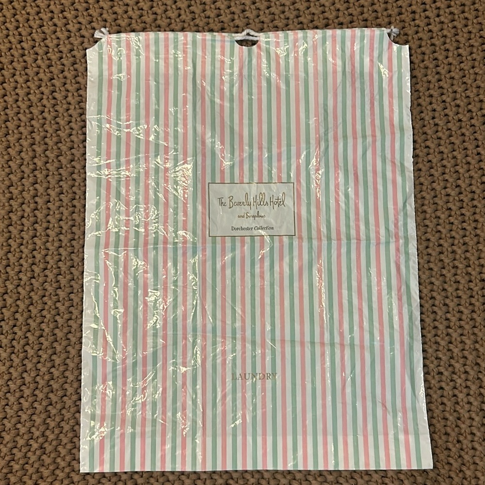Reusable plastic Beverly Hills Hotel Laundry Bag with Drawstring | NEW